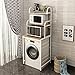 MERTNK Waschmaschine Aufbewahrungsrahmen Boden Für Über Toilette, Waschmaschinenlager, Material Für Kohlenstoffstahl Waschmaschinenregale Bad Bad Aufbewahrung/White/a