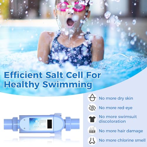 Salt Chlorine Generator - Up to 26,000 Gallons Pool, Saltwater Pool System with Smart Digital Panel, Blue, 3 Years USA Warranty - Thumbnail 5