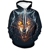 TiwBski Casual Wolf Graphic Hoodie for Men Fashion Sweatshirt Pullover with Pocket,Black1,L