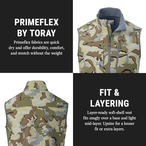 Image of KUIU Guide PRO Vest - Wind & Water-Resistant Soft Shell Hunting Vest, Durable & Quiet with Fleece Lining for Cold Weather