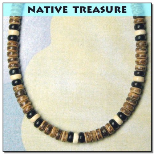 Native Treasure - 18 Inch Mens/Womens Transformers Wood Coco Bead Surfer Beach Necklace - 8Mm (5/16") #TOP3