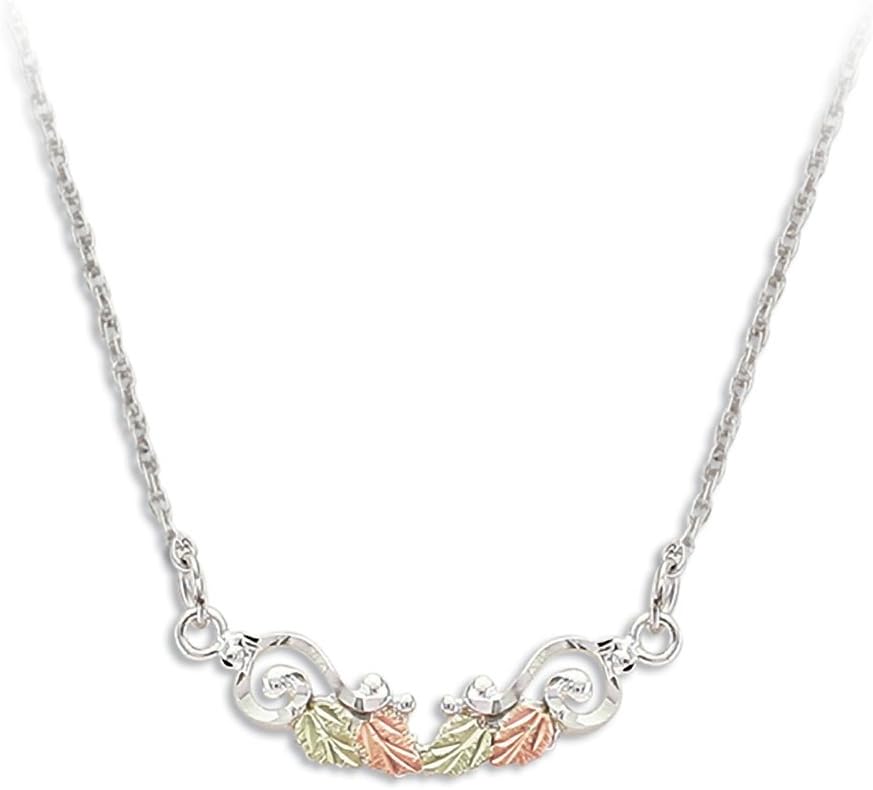 Landstroms 925 Sterling Silver Black Hills Gold Necklace with 12K Leaves