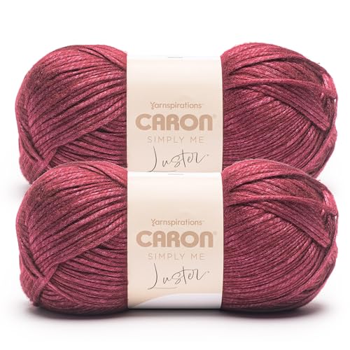Image of Caron Simply Me Luster Yarn for Crocheting Soft, Claret, 2-Pack | #4 Worsted Yarn, 65% Nylon & 35% Acrylic, Lustrous Blend Yarn for Crocheting, Knitting & Garments, 360yds, 170g /6oz per skein