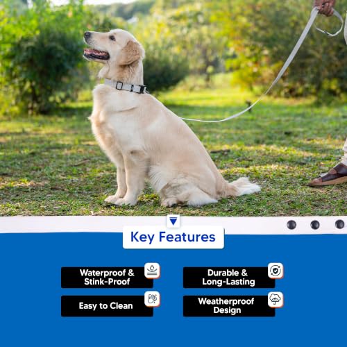 Image of Adil's Biothane Waterproof Dog Collar, Dog Leash & Collar Leash Combo | Heavy Duty TPU Coated Webbing | Adjustable Quick Release Buckle | Odour Resistant (White, L-22, Leash Only)