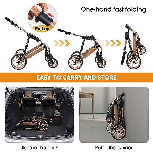 image for BestPet Pet Stroller Premium 3-in-1 Multifunction 4 wheels Dog Cat Str