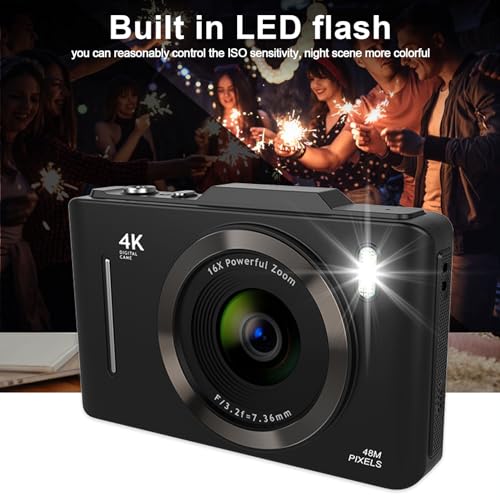Cámara digital 4K 48MP con pantalla de 2.8 pulgadas y zoom 16x negra miniatura 3