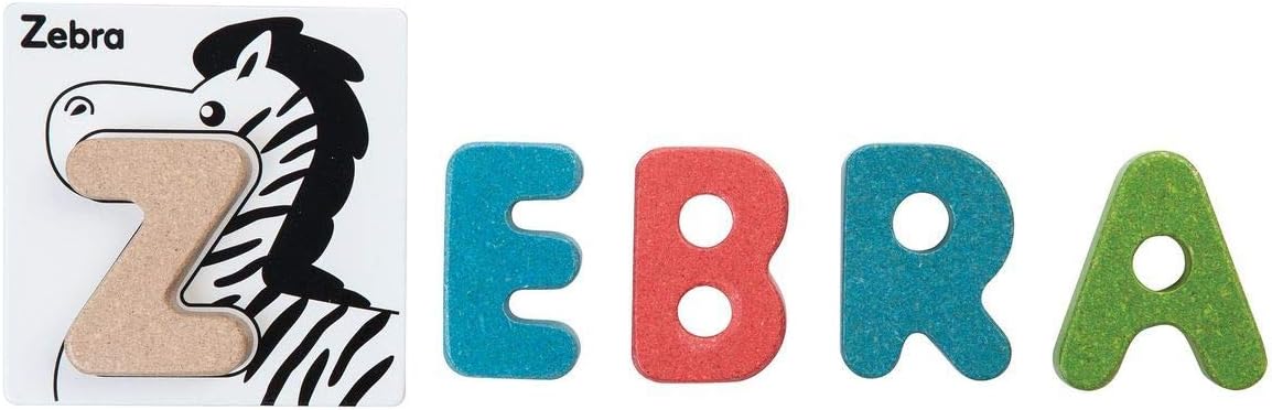 PlanToys Alphabet A-Z Capital Letters Learning and Development Matching Toy (5168) | Sustainably Made from Rubberwood and Non-Toxic Paints and Dyes | Eco-Friendly PlanWood