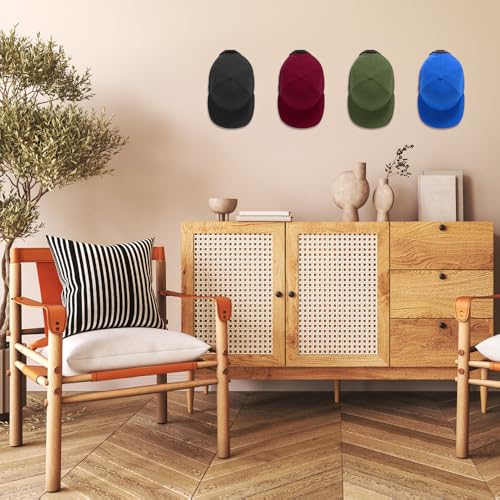 FYting Kappenhalter,12 Stück Cap Halter,Cap Regal,Selbstklebender Nahtloser Huthaken, Cap Halterung Wand, Huthaken Zur Wandmontage FüR Baseballkappen, WellensittichhüTe, SonnenhüTe(Schwarz)