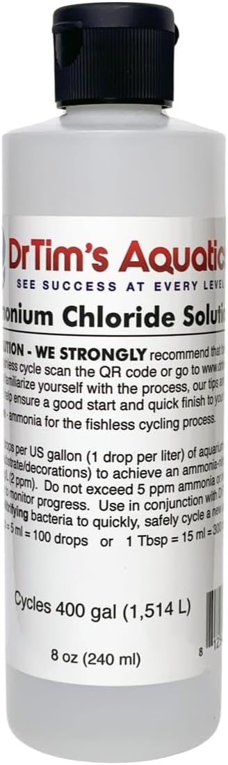 DrTim's Aquatics Ammonium Chloride Aquarium 100% Natural – 8 Oz. (Dr Tims Aquatics Ammonium Chloride | Saltwater Freshwater and Reef Aquariums, 100% Natural, 8 Oz)
