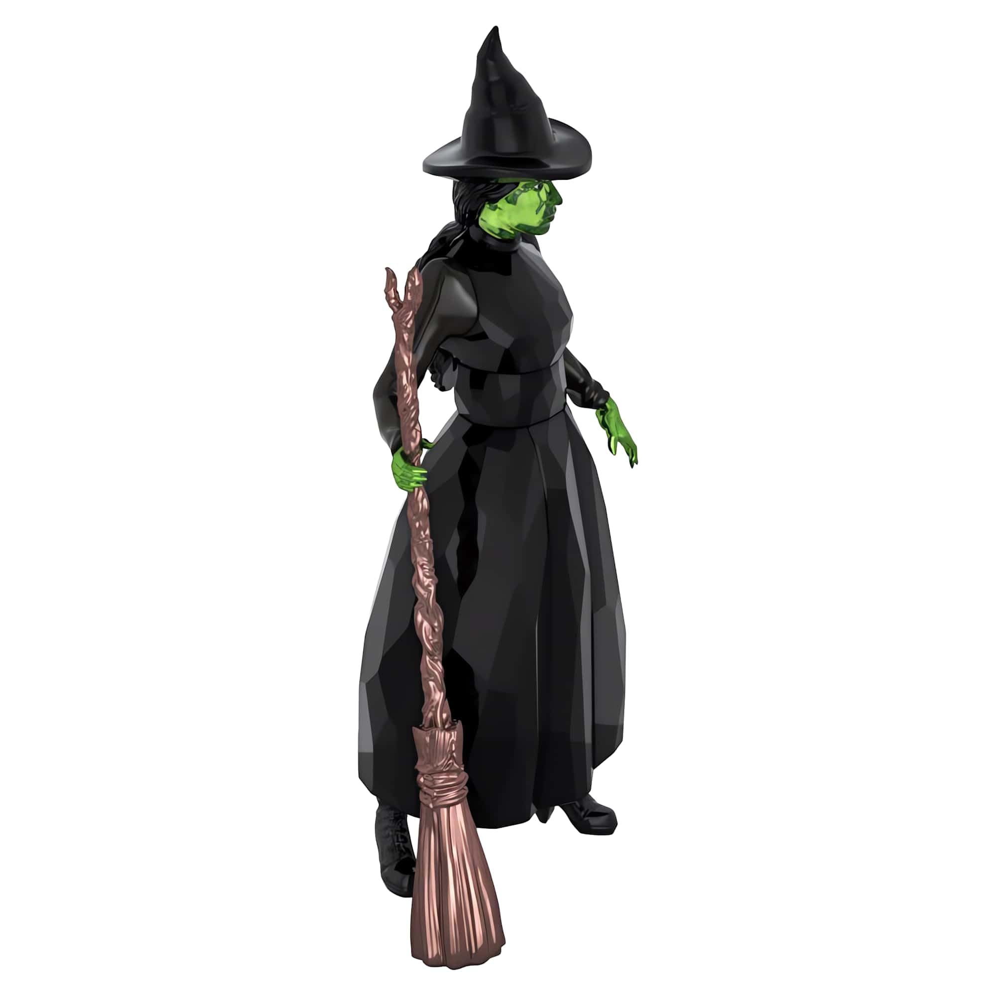 Swarovski Wicked Elphaba Thropp, Kristallfigur aus dem Film Wicked mit dem Charakteristischen Schwarzen Outfit, der Grünen Haut, ihrem Besen und 444 Facetten, Größe: 14 x 3.7 x 7.3 cm