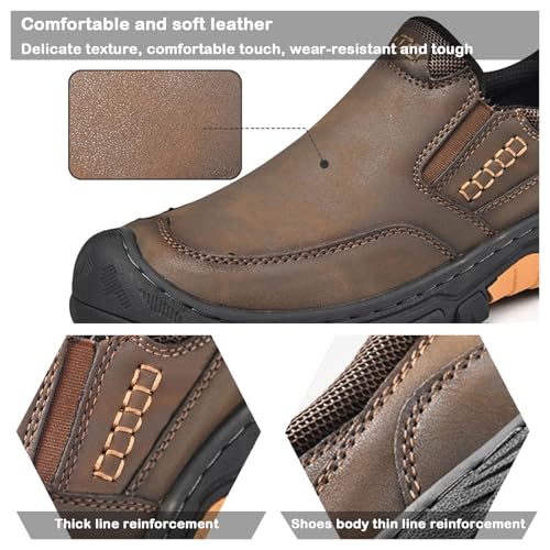 Men's Lightweight Leather Slip on Casual Loafers Breathable Non Slip Driving Walking Shoes Moccasins Business for Wedding Outdoor Hiking3