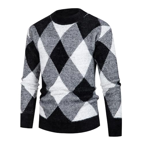 Sweat chaud homme tricot laine de travail col roulé noir