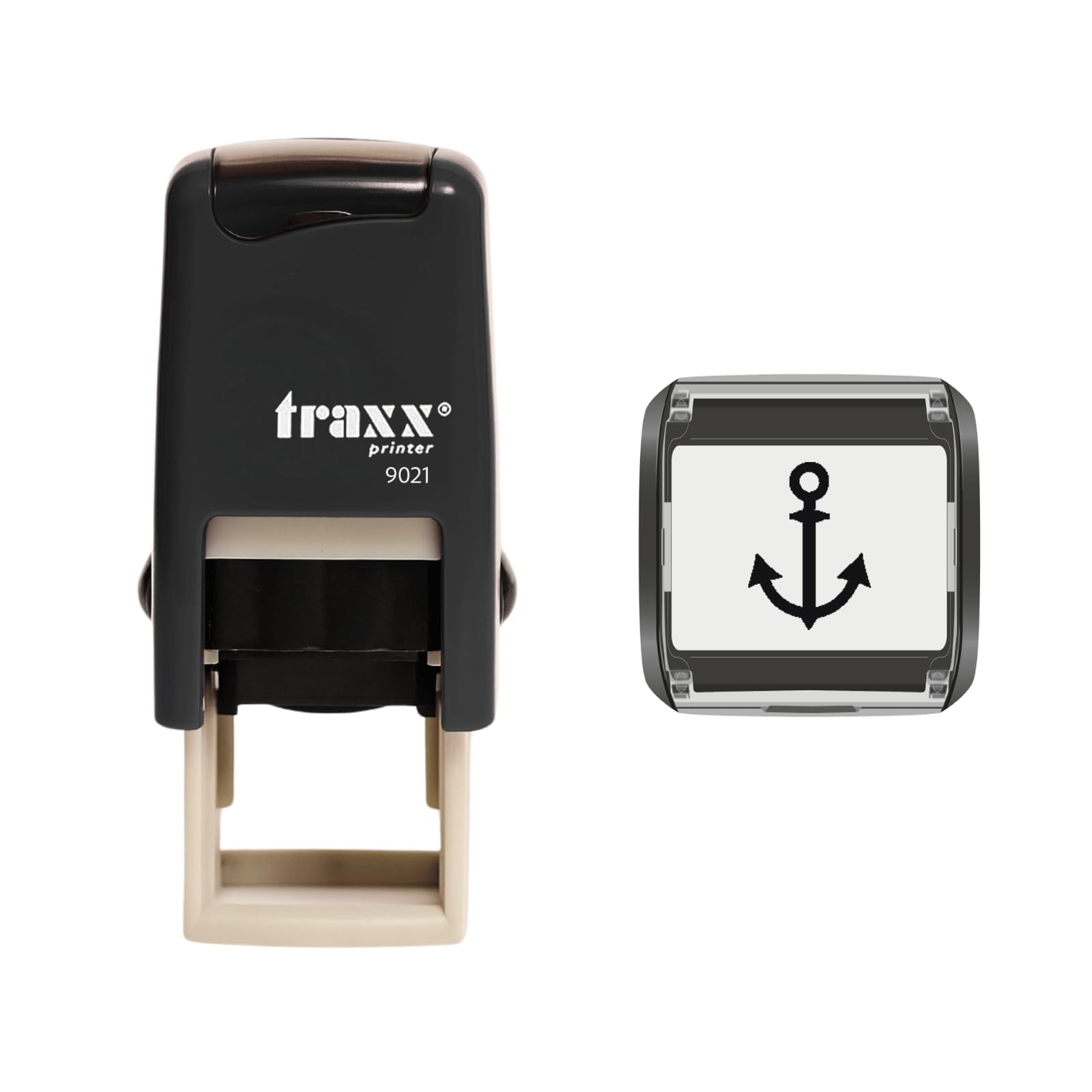Traxx 9021 Loyalty Card Self Inking Rubber Stamp Business *Black Anchor Design*