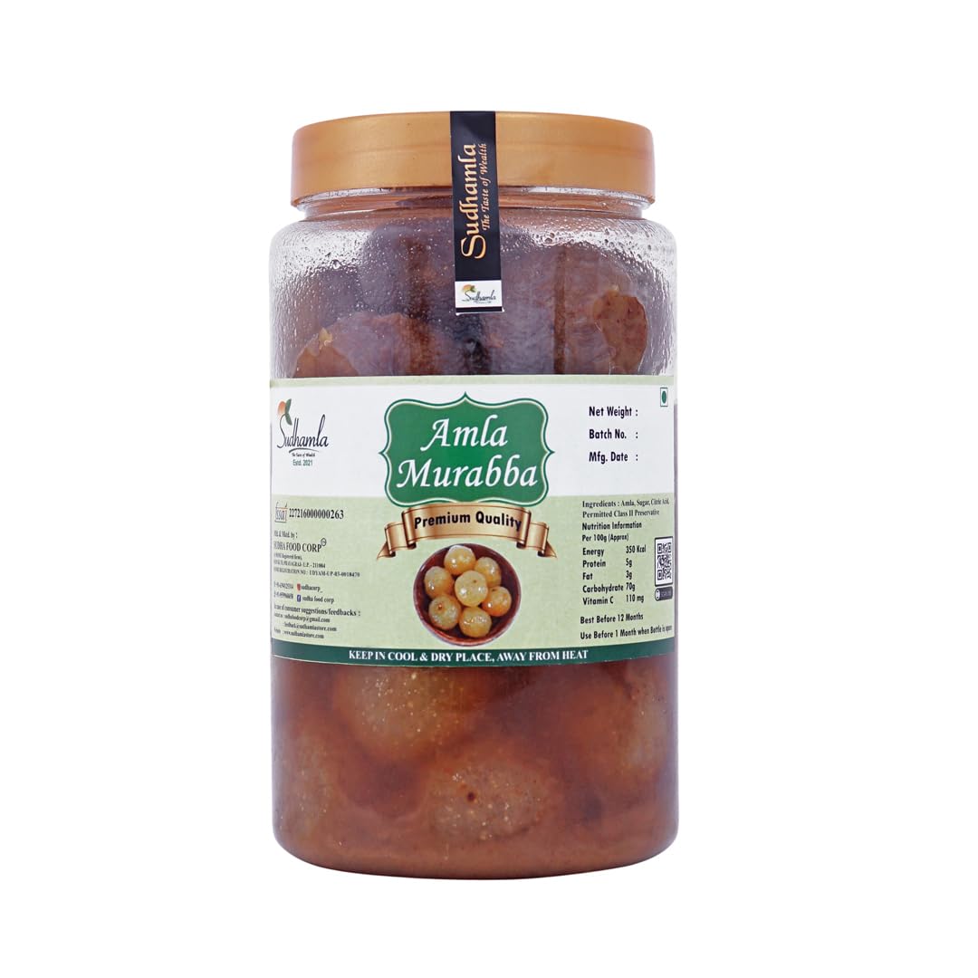 Sudhamla Premium Amla Murabba - 100 gm Gooseberry Preserve Sweetened with Mishri & Khand No Sugar Syrup, Artificial Colors, or Flavors Traditional Grandma's Recipe Rich in Vitamin C & Antioxidants-image-46