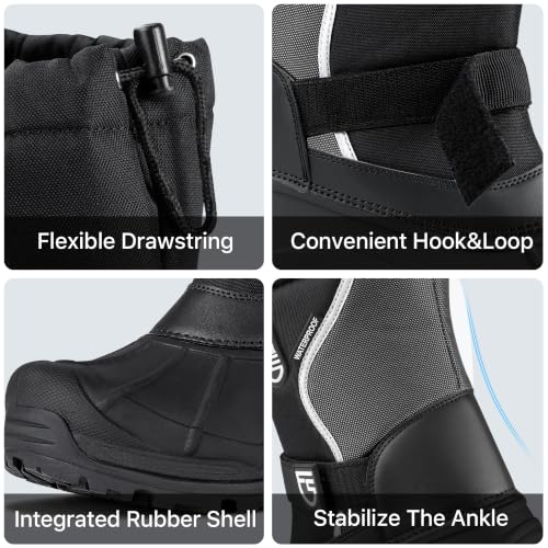 Image of FREE SOLDIER Mens Snow Boots Insulated Waterproof Hiking Winter Shoes Nonslip Outdoor Ankle Cold Weather Boots with Warm Inner