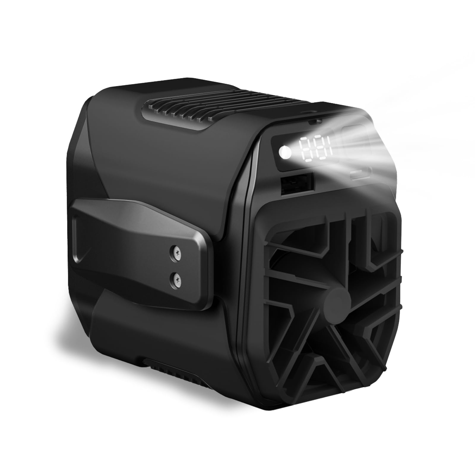 wz-ruijiang 2025 Upgrade Portable Waist Fan Personal Fan 100 Speed Flashlight Cooling Wearable Clip on Belt Hand-Free Neck Fan for Camping Travel