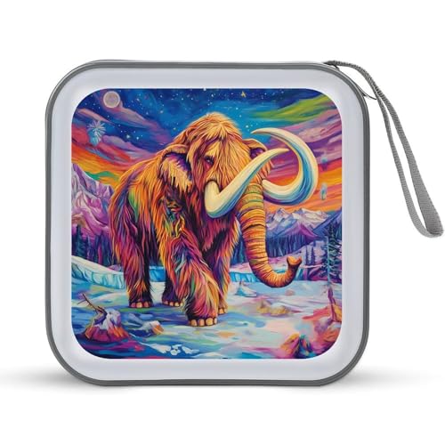 Woolly Mammoth on Ice CD Case Portable DVD Holder Storage Organizer for Home Travel