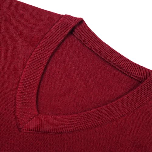 Jegsnoe Men's V Neck Knitted Sweater Vest Solid Slim Fit Sleeveless Pullover Sweater2