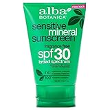 Alba Botanica Very Emollient Fragrance Free SPF 30 Mineral Sunscreen 4 oz (Pack Of 2)