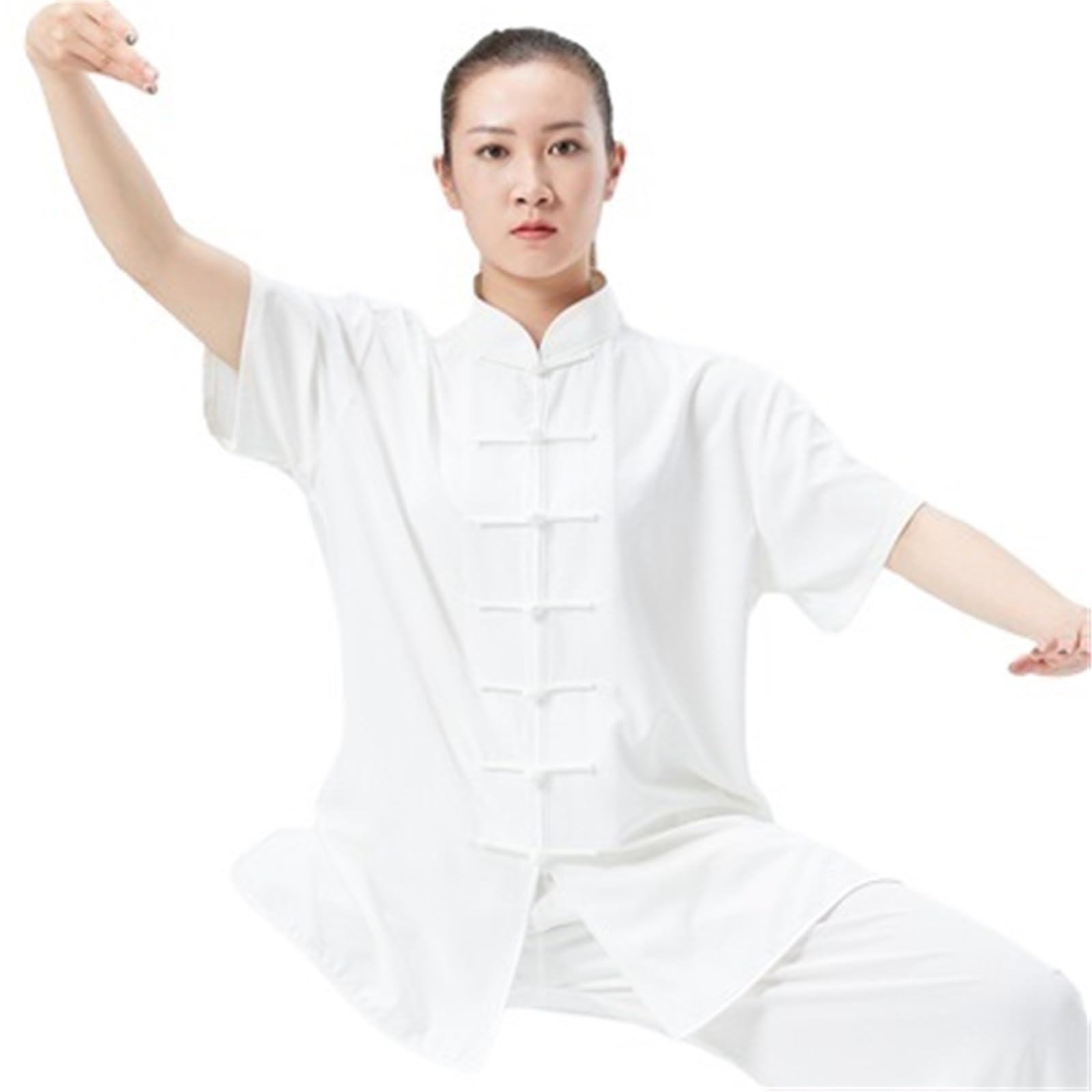 Tai Chi Kung Fu Uniform Traditionelle Kleidung Männer Frauen Erwachsene Seide Casual Arts Performance Praxis Kleidung Wushu Unisex Kung Fu Uniform(White 1,S)