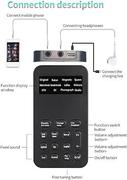 S9 Voice Changer 12 Voice Changing Modulator with Adjustable Voice Functions Phone Computer Sound Card Mic Tool, Fine Workmanship, Black, 500452752