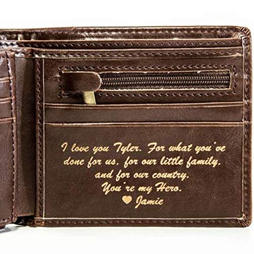 Swanky Badger Personalized Wallet - Bifold Leather Wallet (Brown Classic)