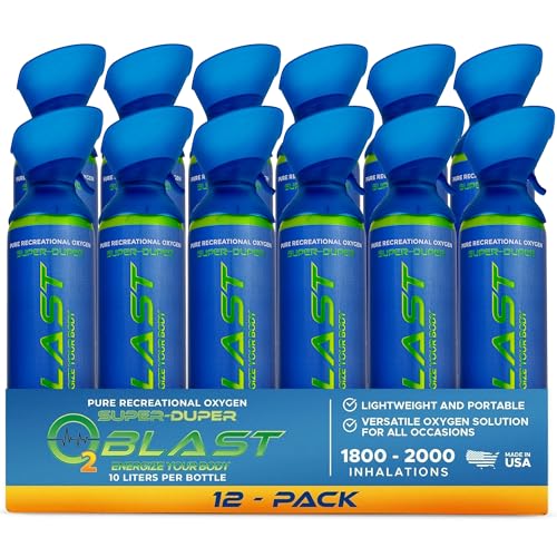 O2 Blast - 10L Portable Oxygen Can with Custom Breathing Mask, 12-Pack