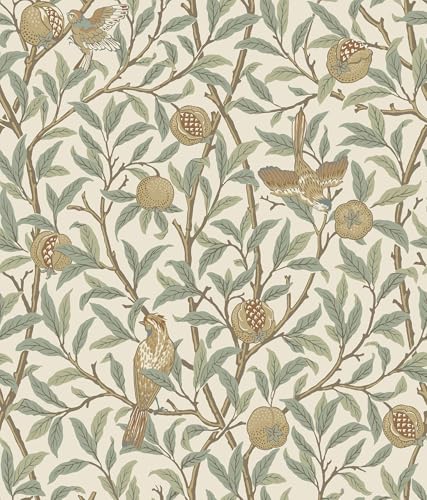 NuWallpaper x Morris & Co. Bird and Pomegranate Linen and