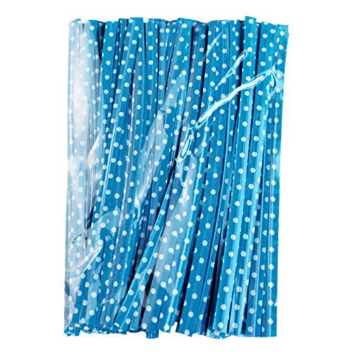 KINDOYO 9CM Twist Ties - Décoration Lien Twist pour Emballage de Sac à Bonbons Attache Métallique Lien Torsadé, Bleu, 100PCS Cover