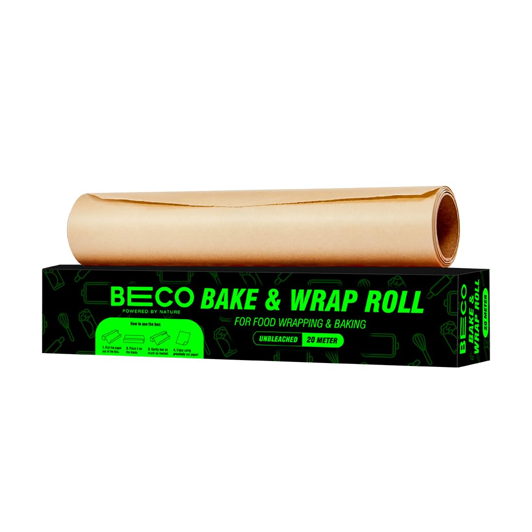 Beco Eco-Friendly Baking & Wrapping Paper, 11 inch x 20 Meter Roll, Pack of 1, 100% Bamboo Pulp & Chemical Free Parchment & Cooking Paper Beco Eco-Friendly Baking & Wrapping Paper, 11 inch x 20 Meter Roll, Pack of 1, 100% Bamboo Pulp & Chemical Free Parchment & Cooking Paper