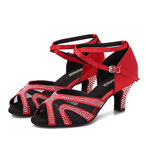 Image of TTdancewear Rhinestones Ballroom Dance Shoes Women Latin Salsa Bachata Performance Dance Shoes Suede Sole