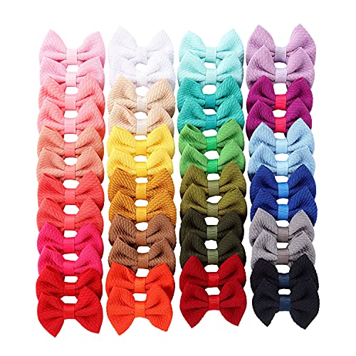 Cinaci 48 Pack/24 Pairs Solid Pigtail Bow Fully Lined Alligator Hair Clips Barrettes Accessories for Baby Girls Infants Toddlers Kids