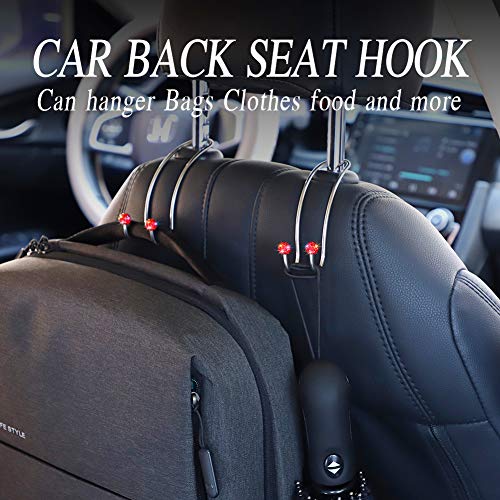 SAVORI Auto Hooks Bling Car Hangers Organizer Seat Headrest Hooks Strong and Durable Backseat Hanger Storage Universal for SUV Truck Vehicle 2 Pack (Red)