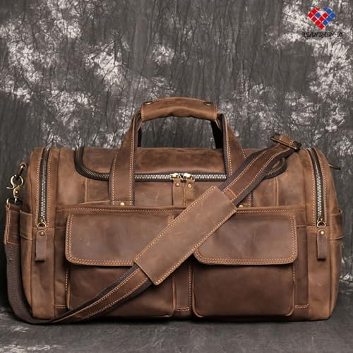 Crazy Horse Leather Large duffel bags for men holdall leather travel bag overnight gym sports weekend bag2
