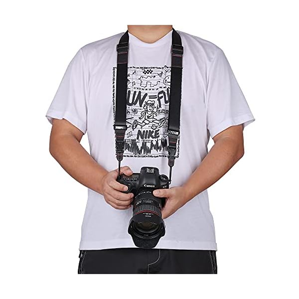 Ruszoaer Kameragurt - Komfortabler und sicherer verstellbarer Schultergurt für Nikon, Canon, Sony und Fuji Kameras
