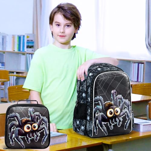 Image of CCJPX 3PCS Kids Backpack for Boys, 16 Inch Spider Water Resistant Preschool Bookbags, Cool Elementary Kindergarten School Backpacks and Lunch Box