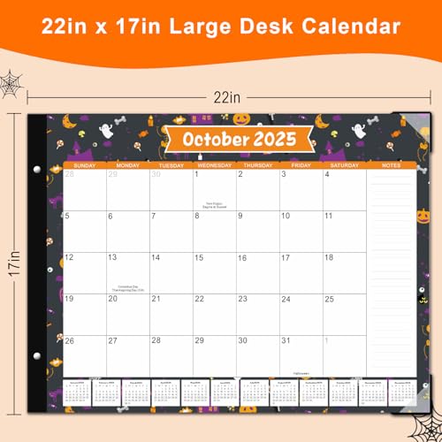 Image of Desk Calendar 2025-2026, KOPEESY 22 inch x 17 inch Large Desk Top Calendar with Plastic Cover, 18 Months From January 2025 to June 2026