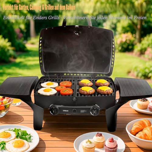 GFTIME 32 x 48cm Gusseisen Grillrost Set für Enders Urban, Urban Pro, Explorer, Explorer Pro Gasgrill (vor 2025), Massives Gussrost Zubehör, Nicht für Enders Urban II & Explorer II, 2 Stück