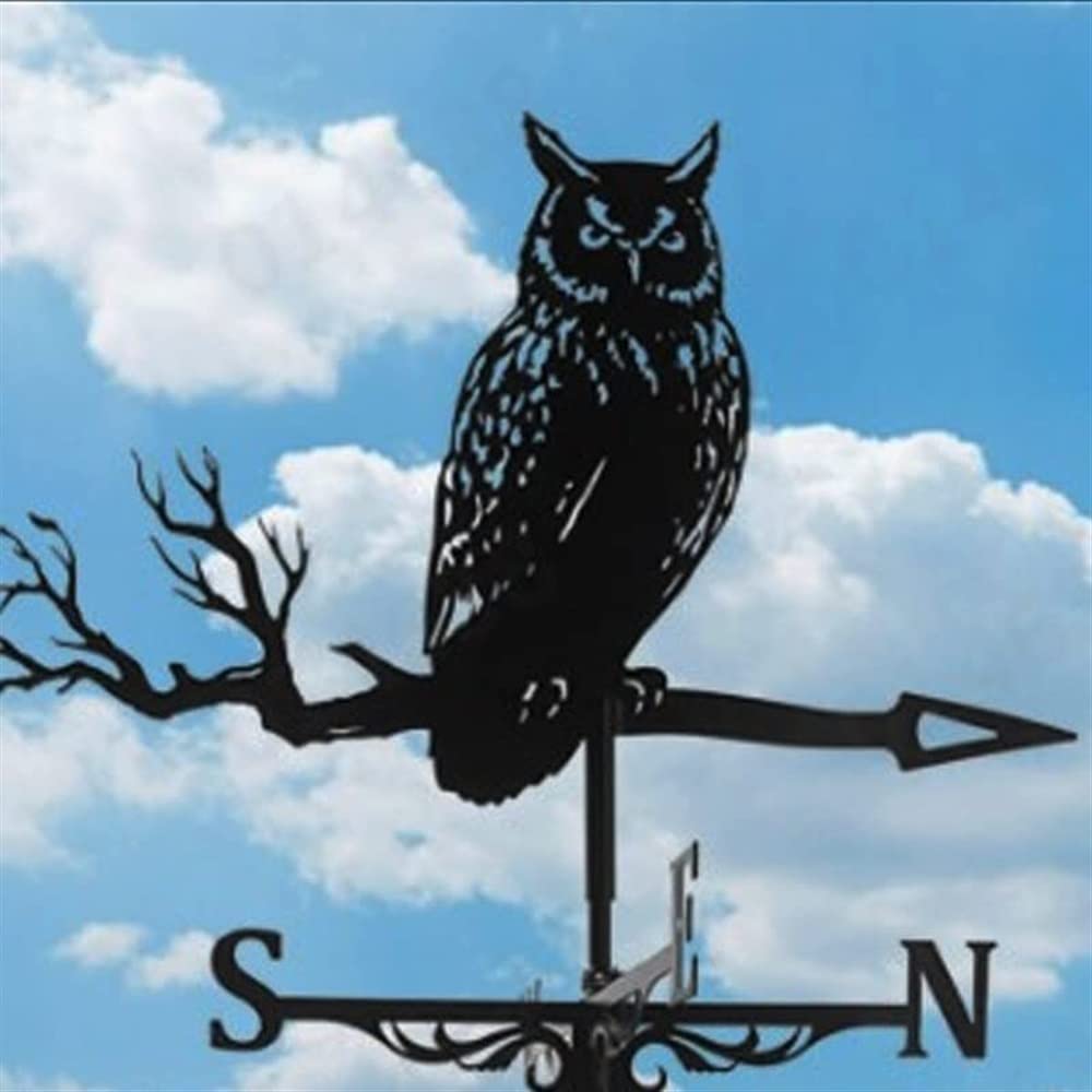 WIQUYBML Outdoor Garden weathervane barn shed roof Weather Vane Wind Decoration(Owl)