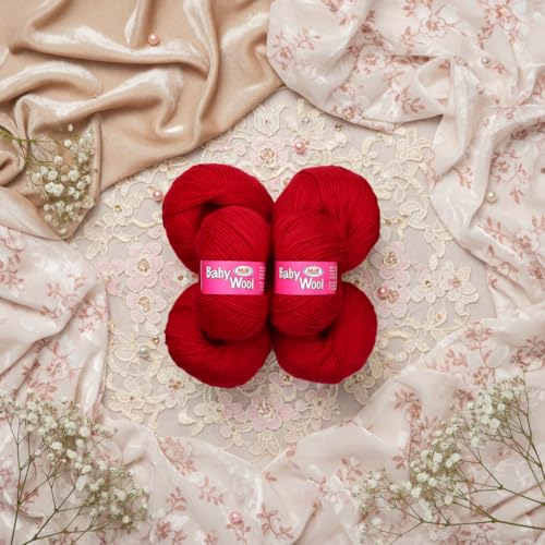 Image of M.G ENTERPRISE 100% Acrylic Wool Red 10 Pc Baby Wool 4 ply -XB Art-EA