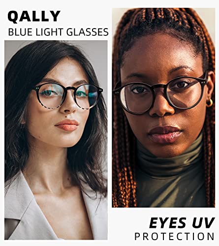 Image of Womens Round Blue Light Blocking Glasses Anti Eye Strain Glasses Clear Lens Computer Eyeglasses with Filter UV Light