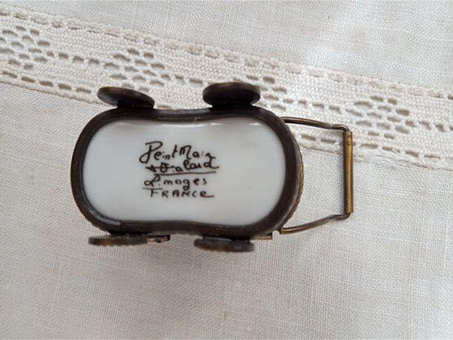 フランス リモージュ 乳母車に赤ちゃん ピルケース ヒンジボックス