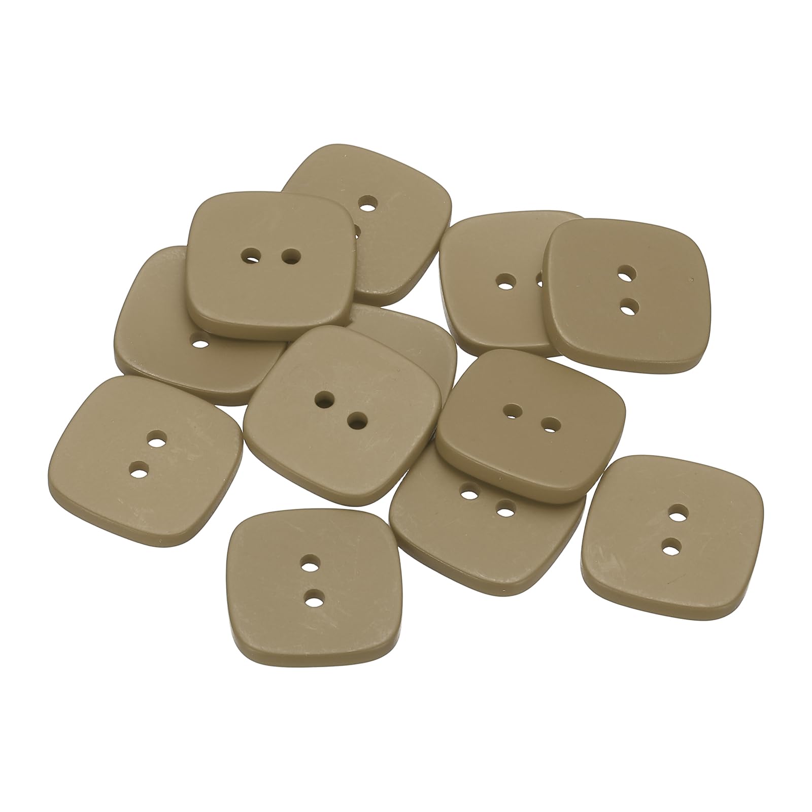 sourcing map 12pcs Sewing Button 25mm (1") 2 Holes Square Resin Button Craft Sewing Replacement Accessories for Clothing DIY Crafts Decoration, Warm Beige