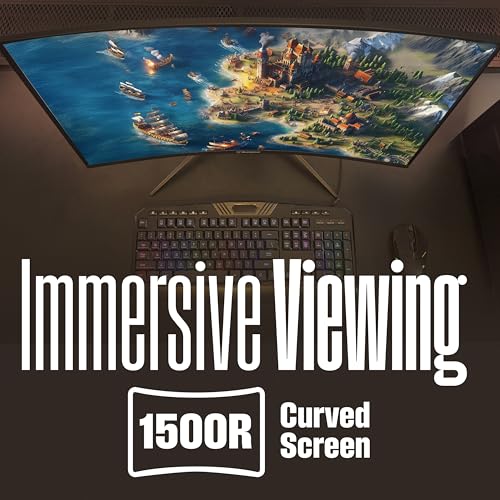 Image of Westinghouse 27 Inch Curved Gaming Monitor, 200Hz, 1ms, FHD 1080P, 3000:1 Contrast Ratio, 118% sRGB, 1500R, AMD FreeSync, Eyecare, for PC Games with Built-in Speakers, DisplayPort, HDMIx2-Black