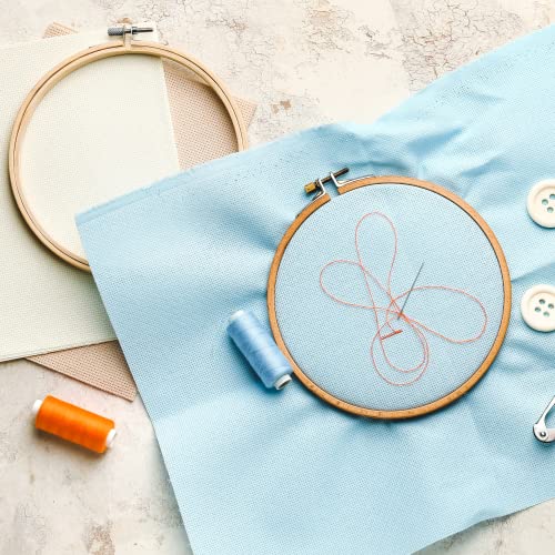 Image of Essentials By Leisure Arts Wood Embroidery Hoop 4 inch Bamboo - Wooden Hoops for Crafts - Embroidery Hoop Holder Cross Stitch Cross Stitch Hoops and Frames