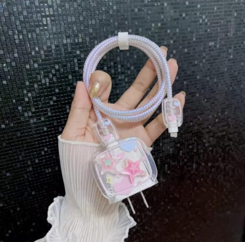 Image of Compatible with iPhone Cute Cat Charger Case Cover | Cartoon Character Silicone Charger Case Cover for 18-20W 360 Degree Full Protection Cover (STYL 5th Star Multi)