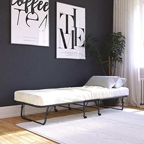 Dhp Levy Folding Guest Bed With Metal Frame & 5 Inch Mattress, Twin, Black #TOP2