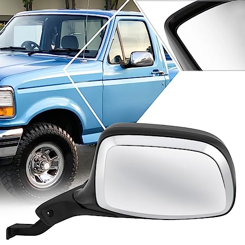 [Left/Driver Side] Factory Style Manual Adjust Side View Mirror Compatible with 92-97 Ford Bronco/F100/F150/F250/F350