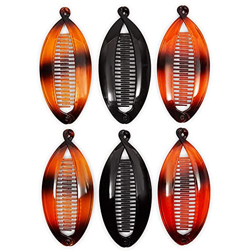 Banana Hair Clips, Thick Hair Accessories for Women, 2 Colors (5.5 In, 6 Pack)