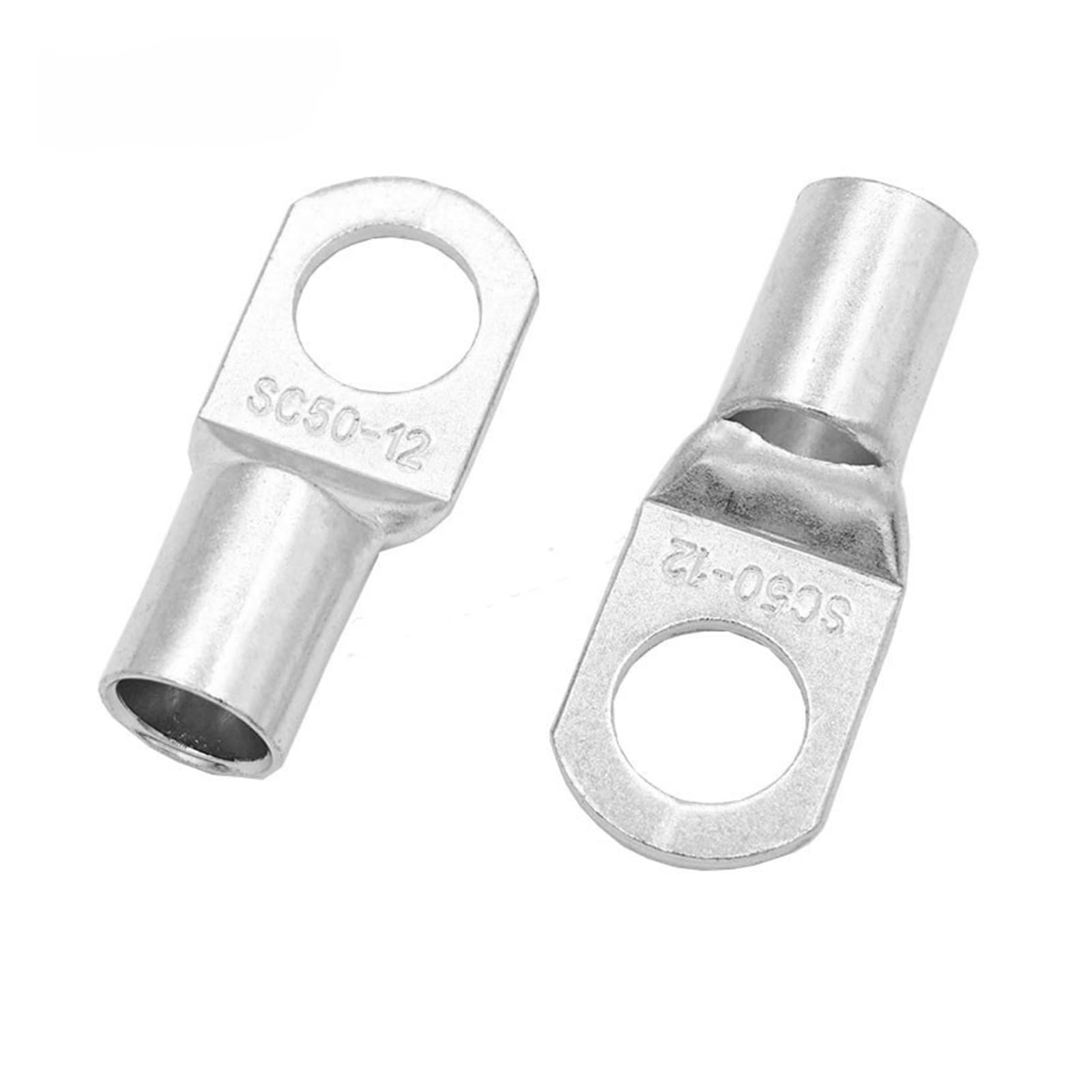 PQYSMVVG 10PCS/5PCS SC50-6 50-8 50-10 50-12 Copper Cable Lug Kit Bolt Hole Tinned Cable lugs Battery Terminals copper nose Wire connector(SC50-12,5PCS)